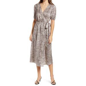 Chi Chi London Women's Leopard Animal Print Wrap Maxi Dress in size US 6